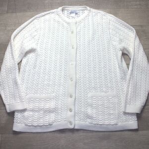Vintage Ivory Cardigan Sweater Cuddle Knit Cottagecore Button Front M